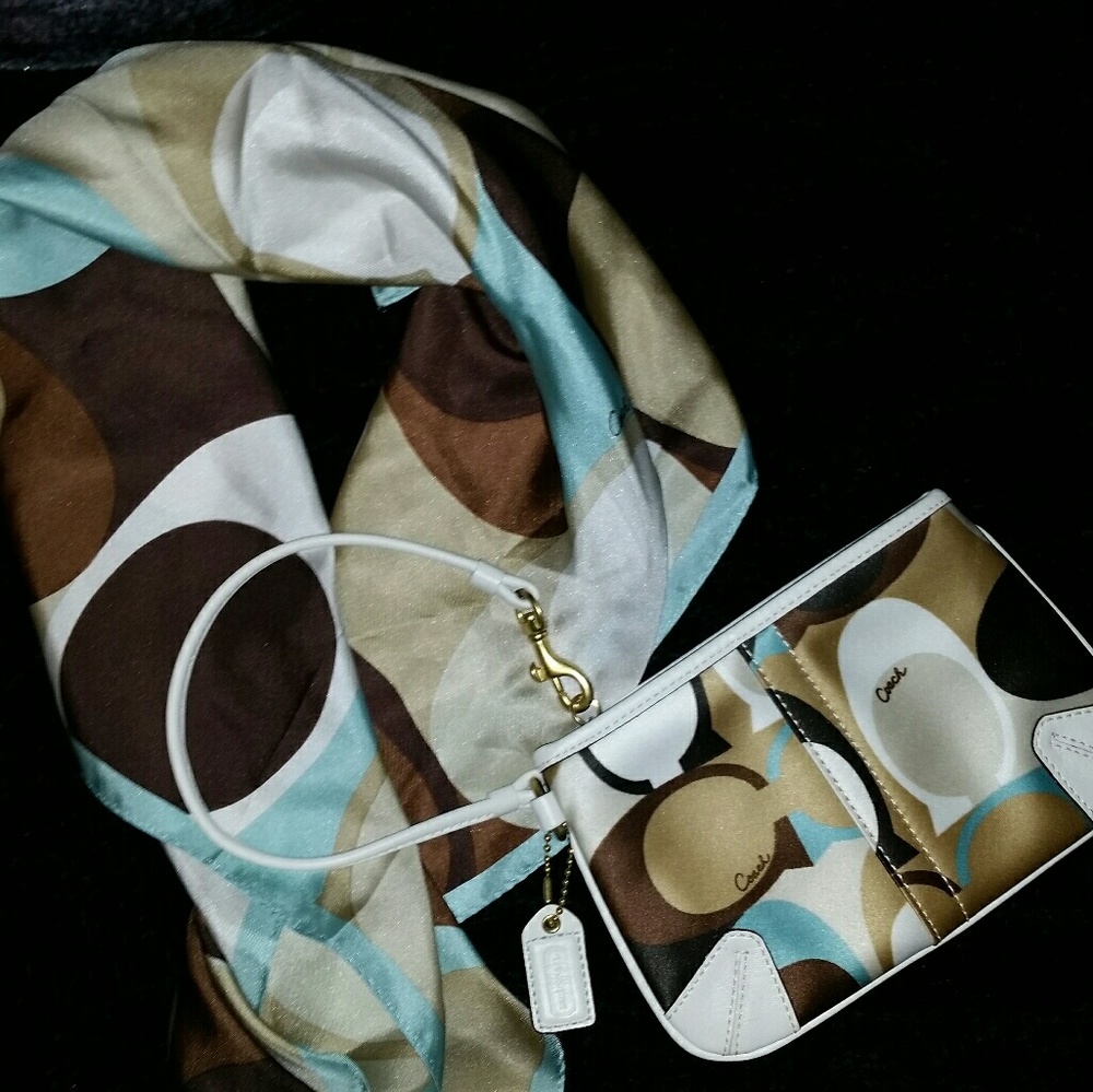 Coach Silk Scarf & Wristlet