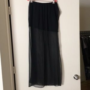 David Lerner mini skirt with sheer maxi overlay