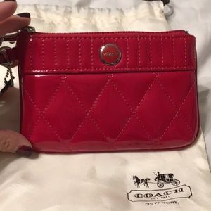 Coach patent leather red wristlet