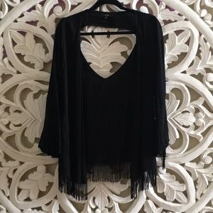 LF fringe kimono with keyhole back