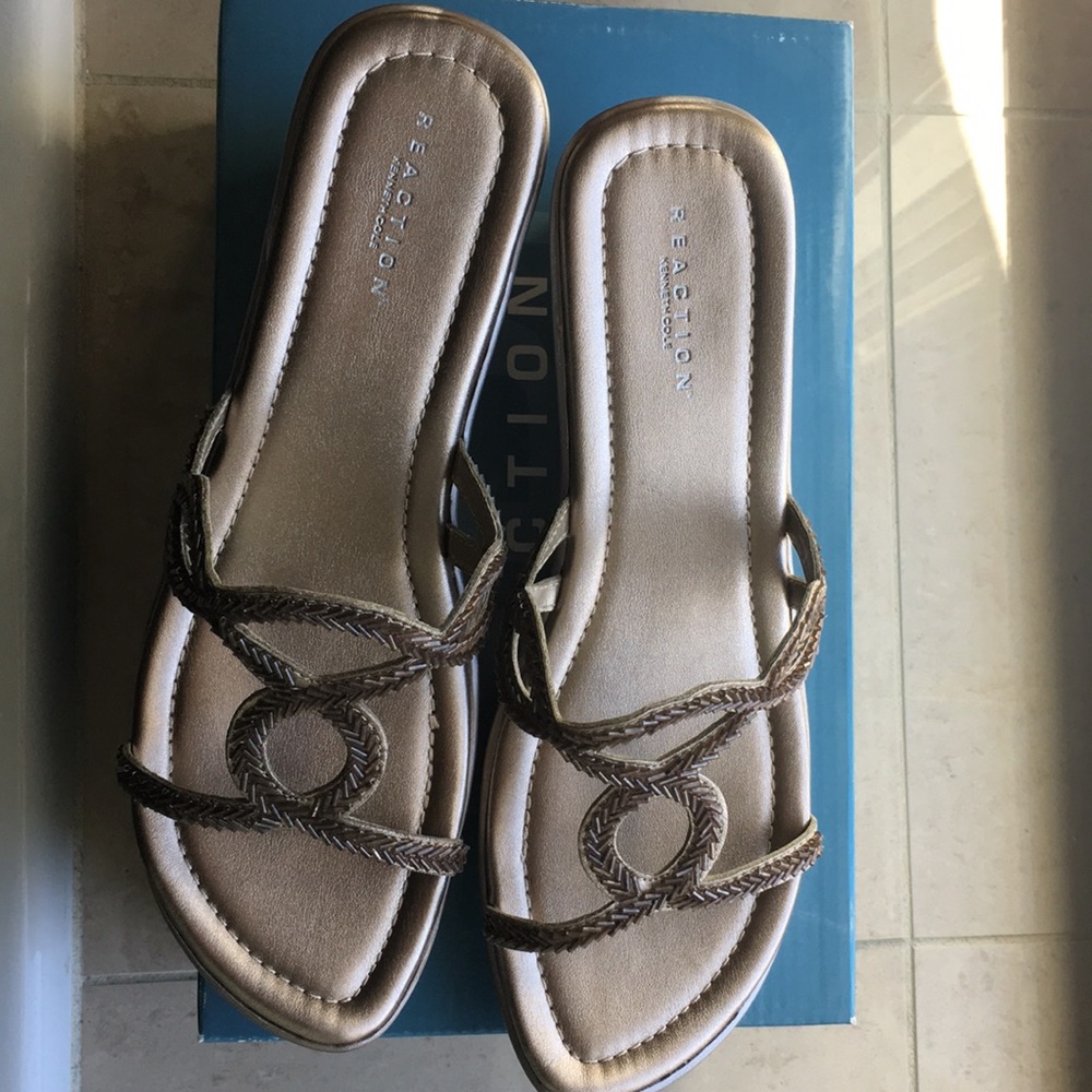 Kenneth Cole slide wedge sandal beaded strap