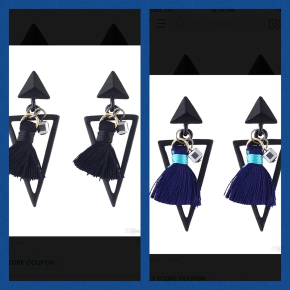 Geometric Triangle Shaped Dangle Tassel Earrings - Picture 5 of 6
