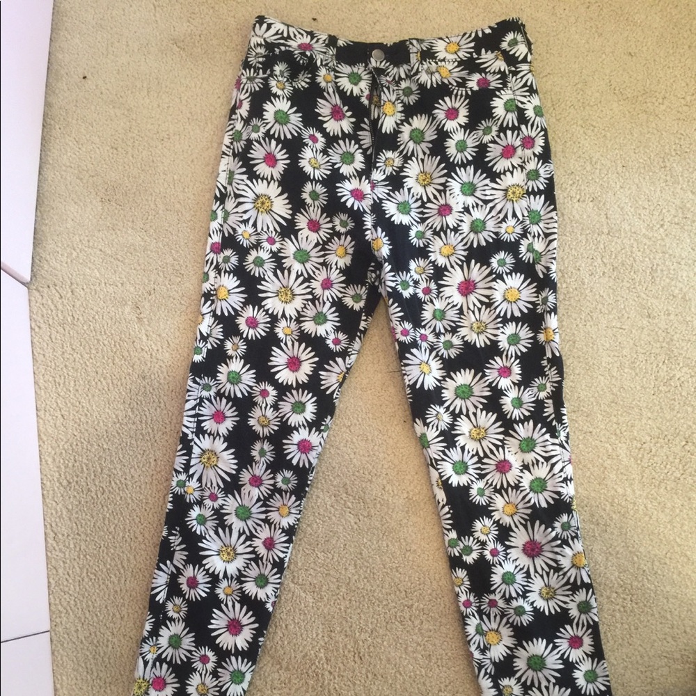 High waisted printed jeans