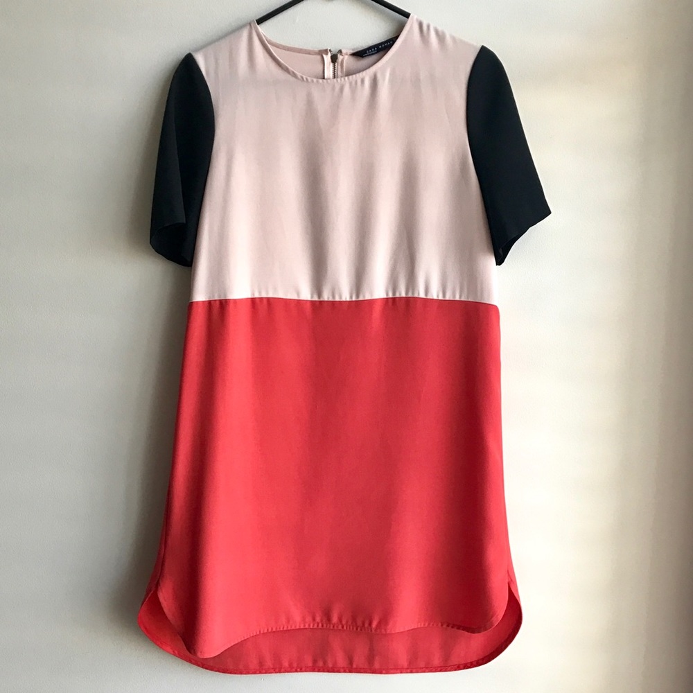 Zara Woman Colorblock Short Sleeves Shift Dress