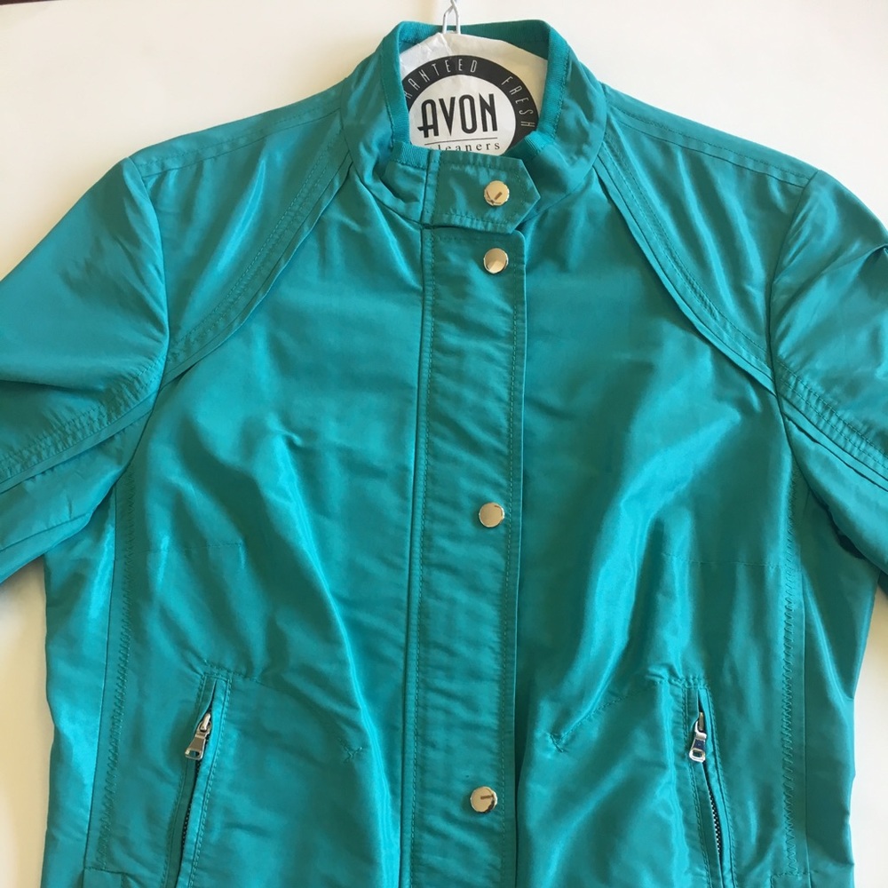 Women’s aqua blue button front jacket