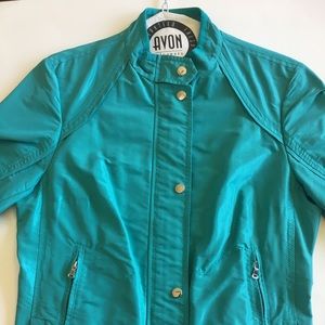 Women’s aqua blue button front jacket