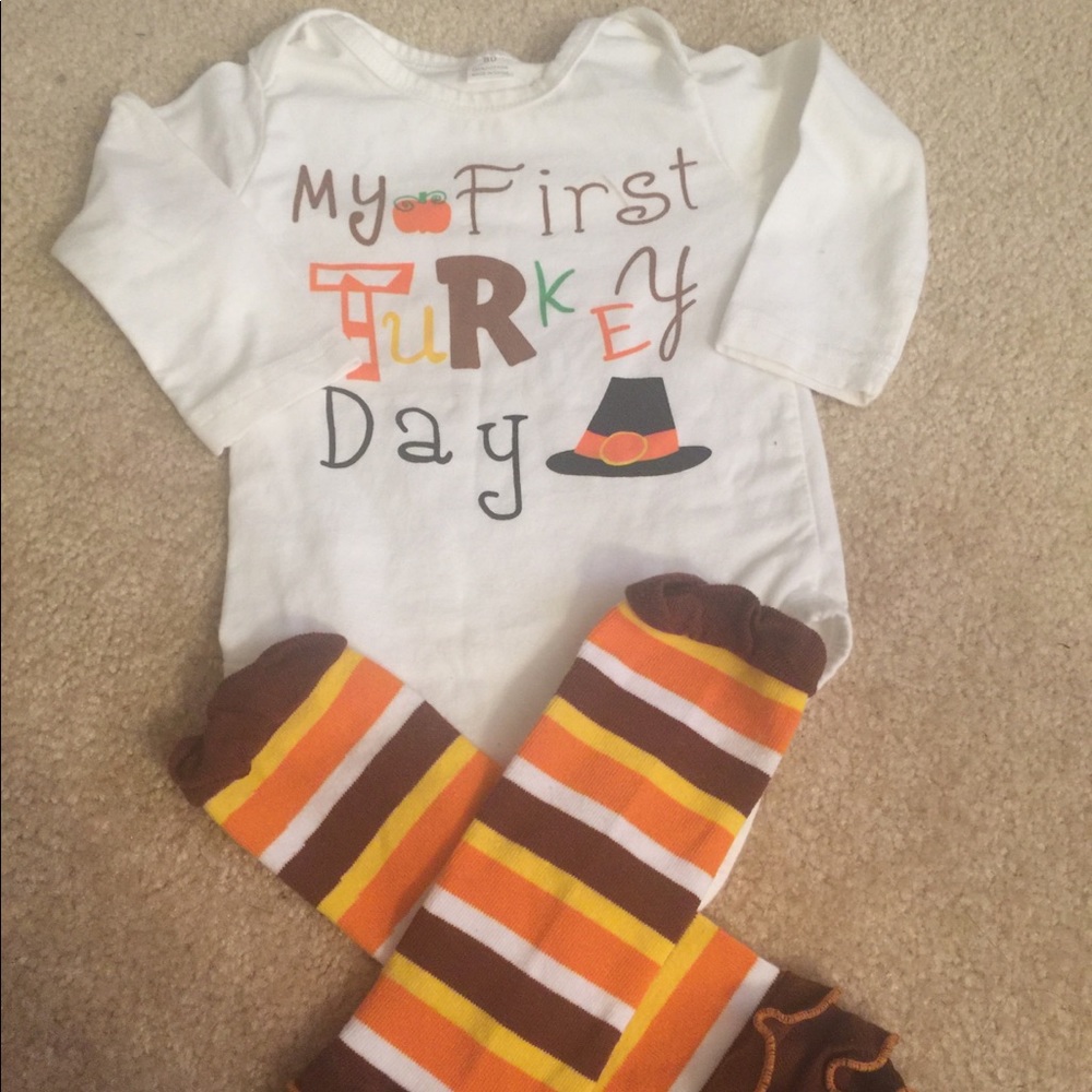 First Thanksgiving onesie & leg warmers