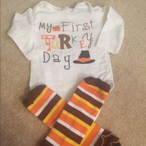First Thanksgiving onesie & leg warmers