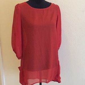 🔴 3/$10 NEW Sheer Dark Burnt Orange Top