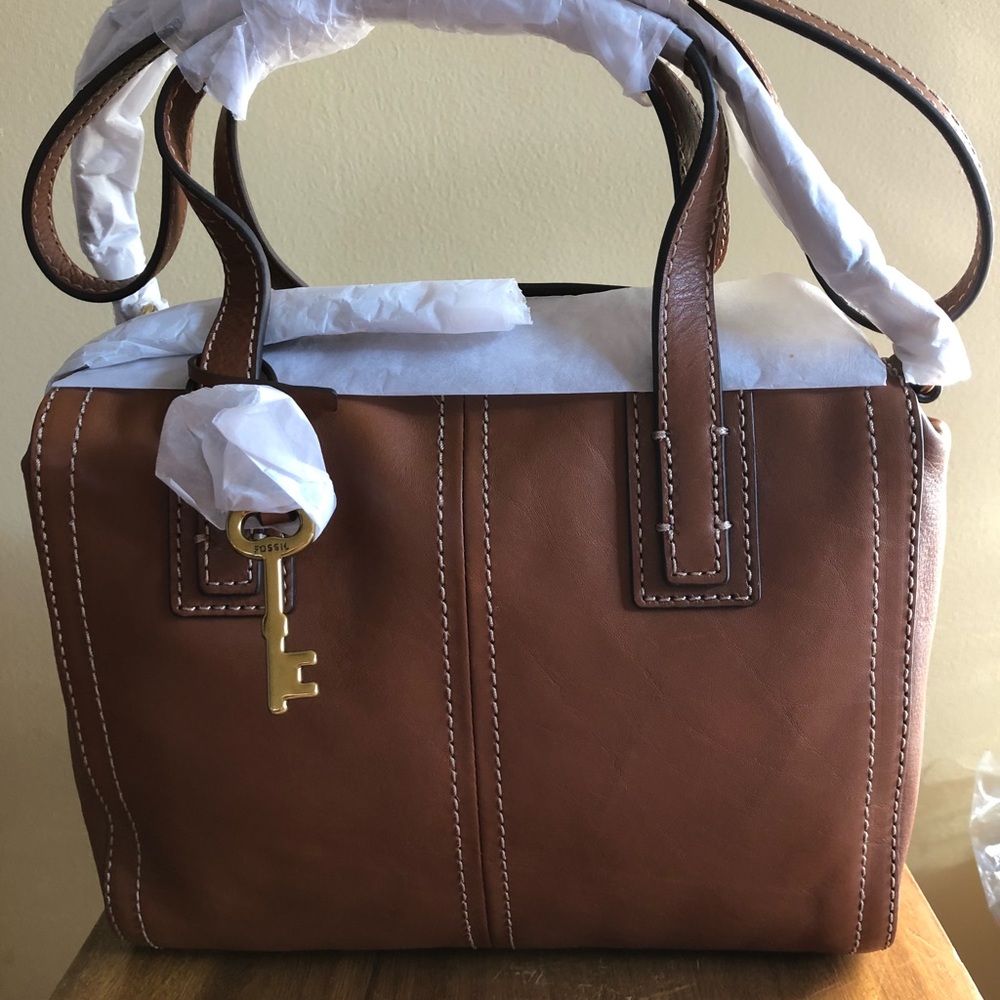 NWT Fossil Emma Satchel Brown