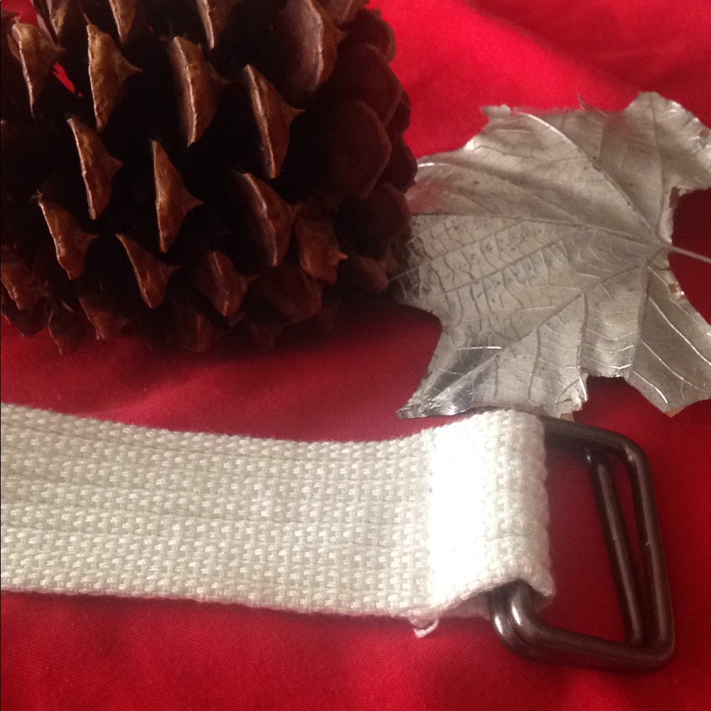 White Canvas Belt Size 36-42 No Holes