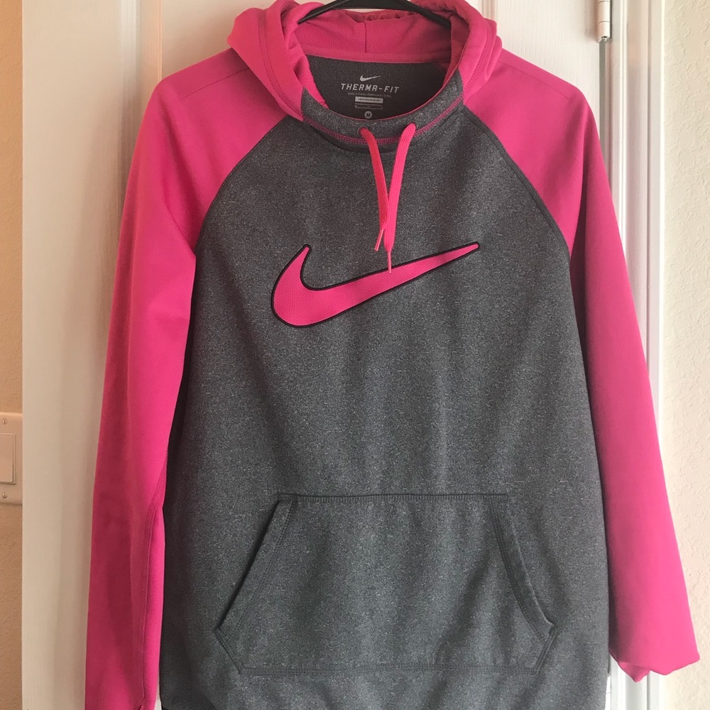 Thermal fit training hoodie pink and gray