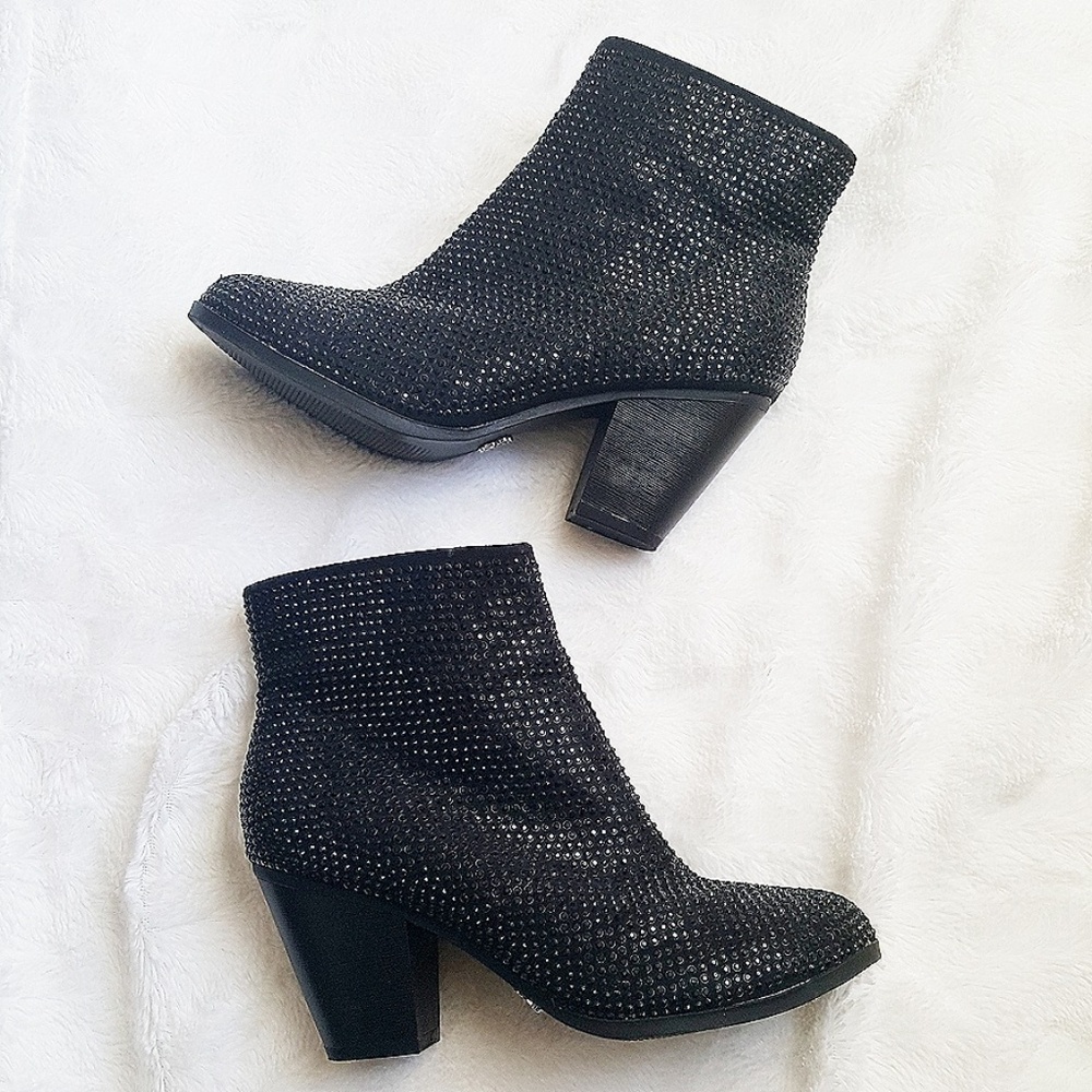 Black Crystal Ankle Bootie