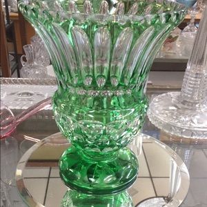 Green and clear glass vase