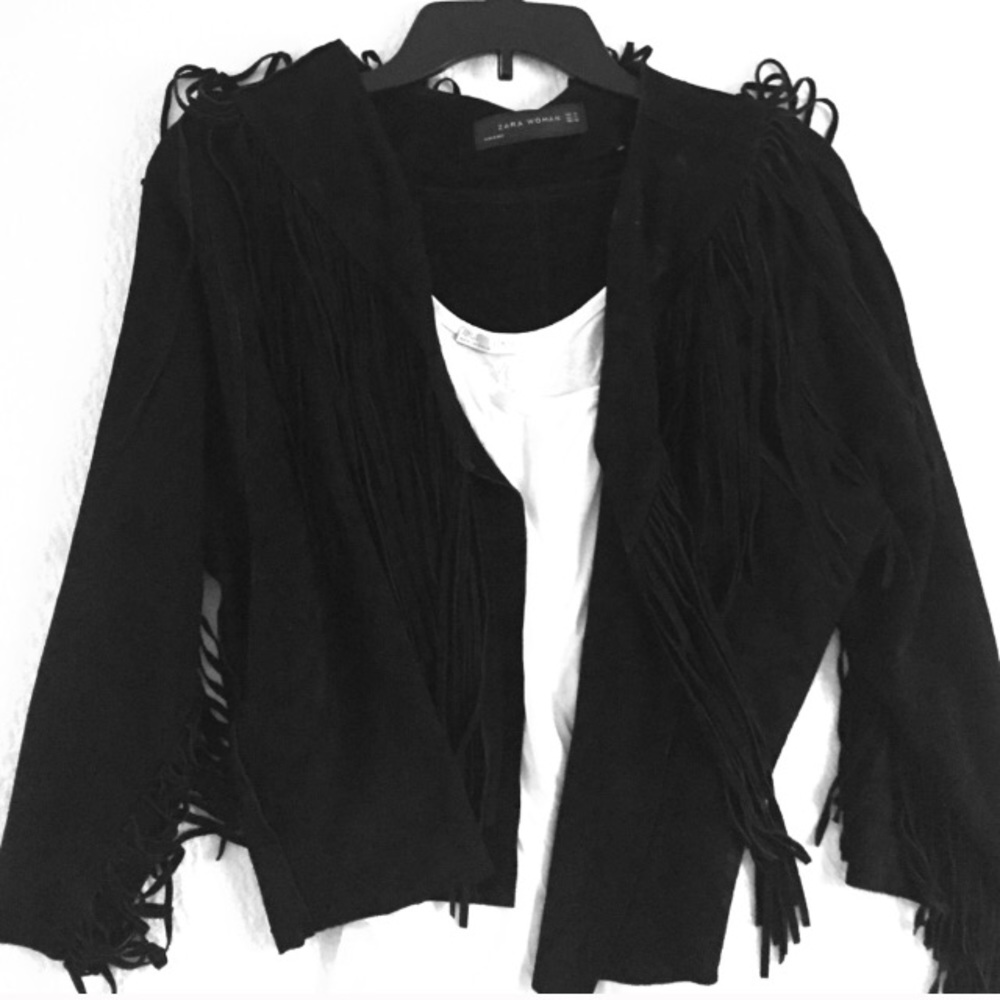 Black Suede Fringe Zara Jacket