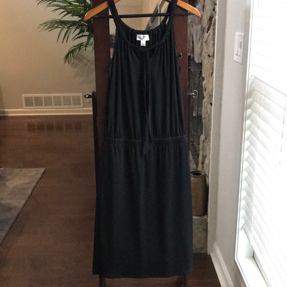 LOFT Sleeveless Black Midi Dress