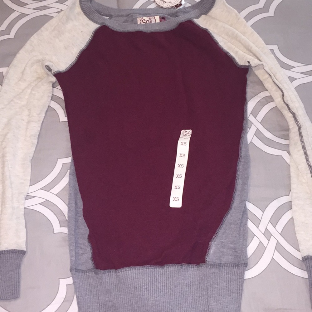 Burgundy & grey sweater