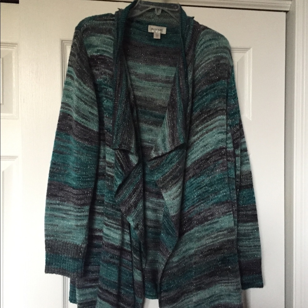 Turquoise stripe sweater with silver glitter SALE