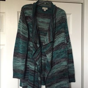 Turquoise stripe sweater with silver glitter SALE
