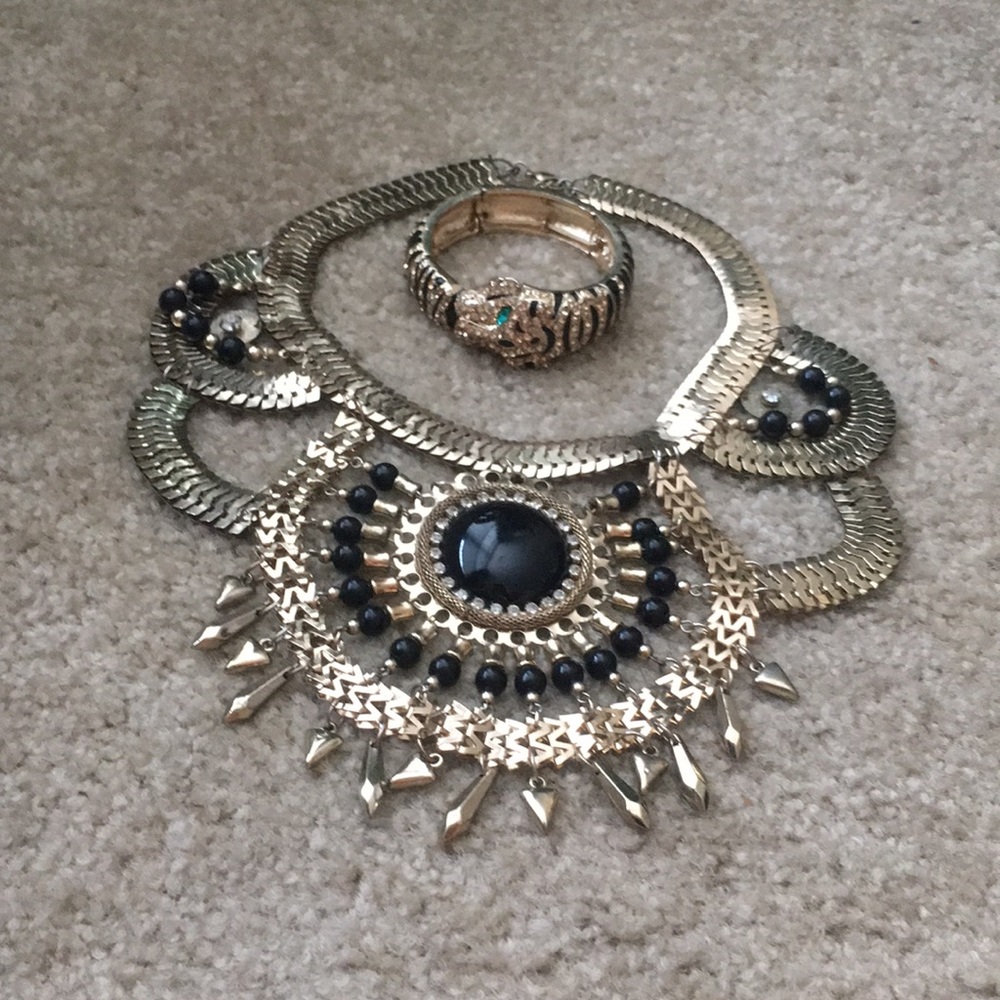 H&M Statement Necklace & Tiger Statement Bracelet