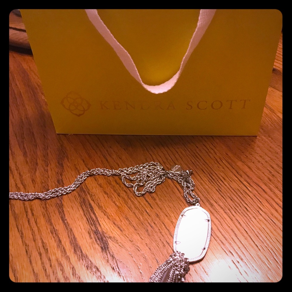 Kendra Scott white tassel necklace with silver