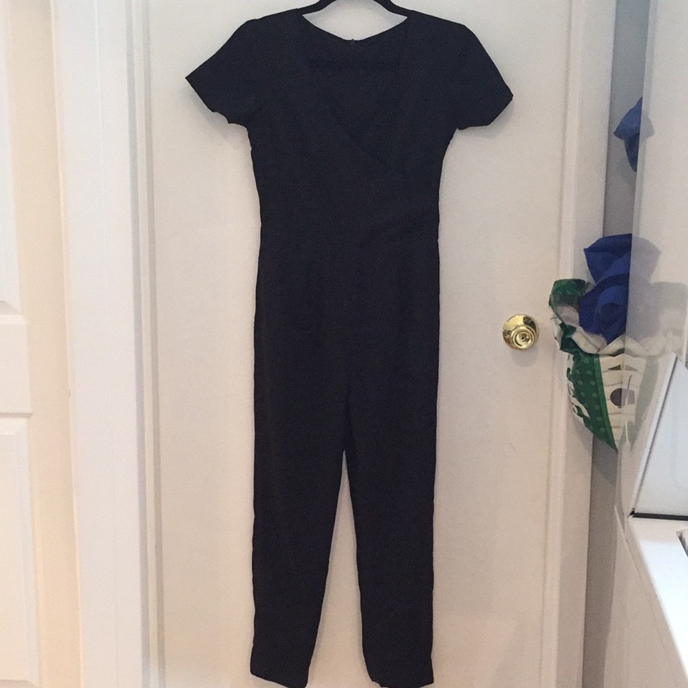 Custom lined silk jumpsuit with pockets