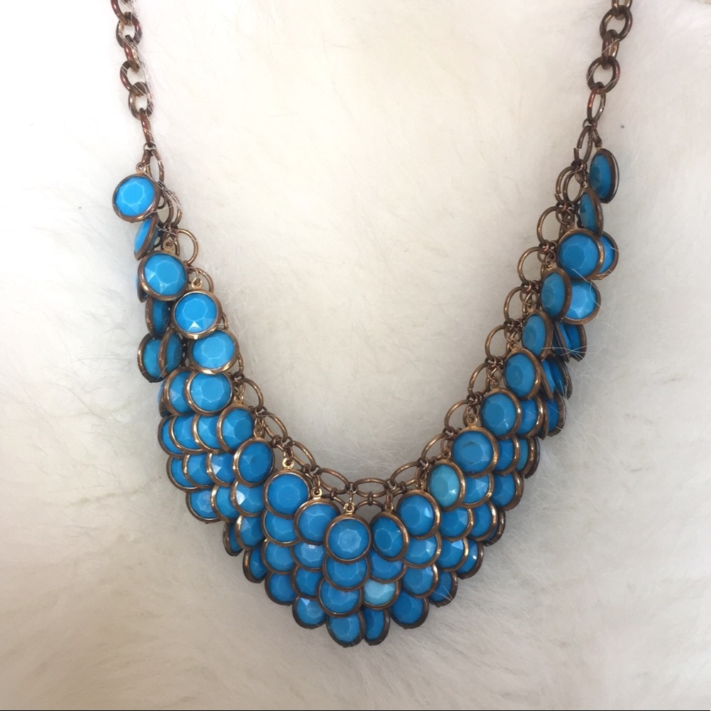 Blue and Bronze Statement Necklace