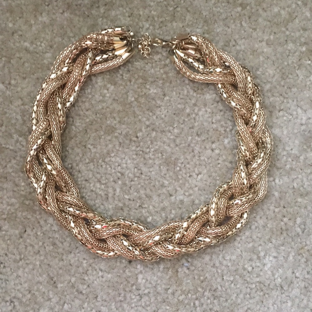 H&M Gold Braided Statement Necklace