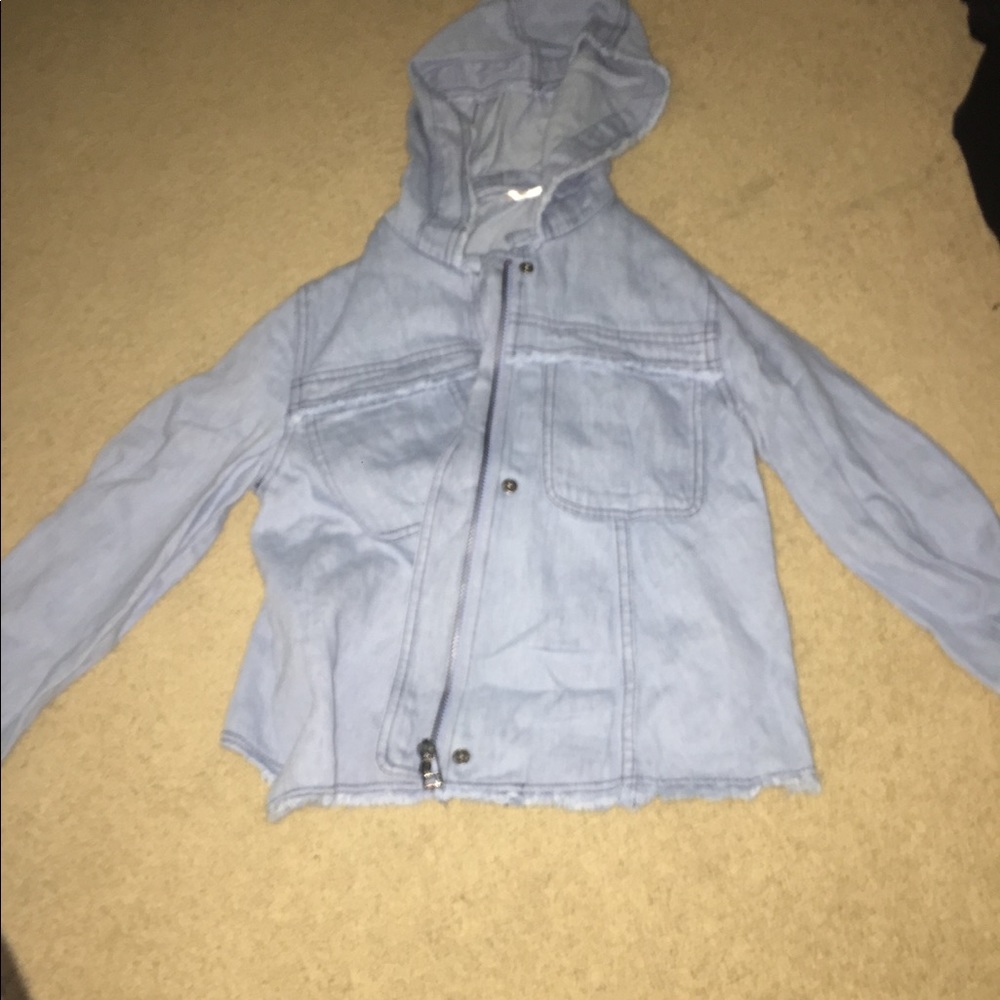 Denim free people cropped jacket