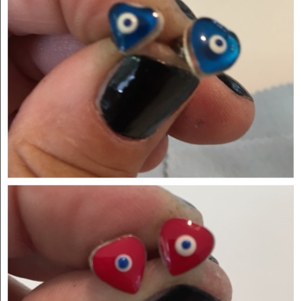 NEW Evil eye earrings set in Sterling Silver