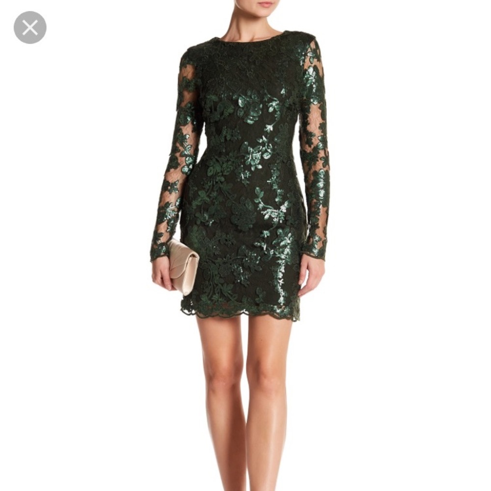 Lace & Sequin Mini Shift Dress