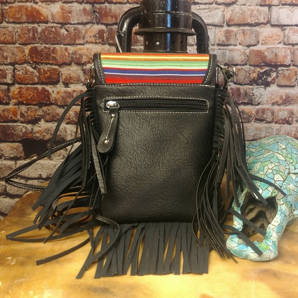 LAST ONE!!  Serape Crossbody Purse Black - Picture 2 of 3