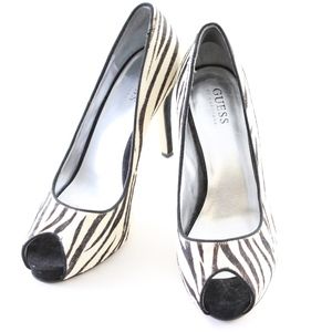 Guess Zebra Print Platform Heels