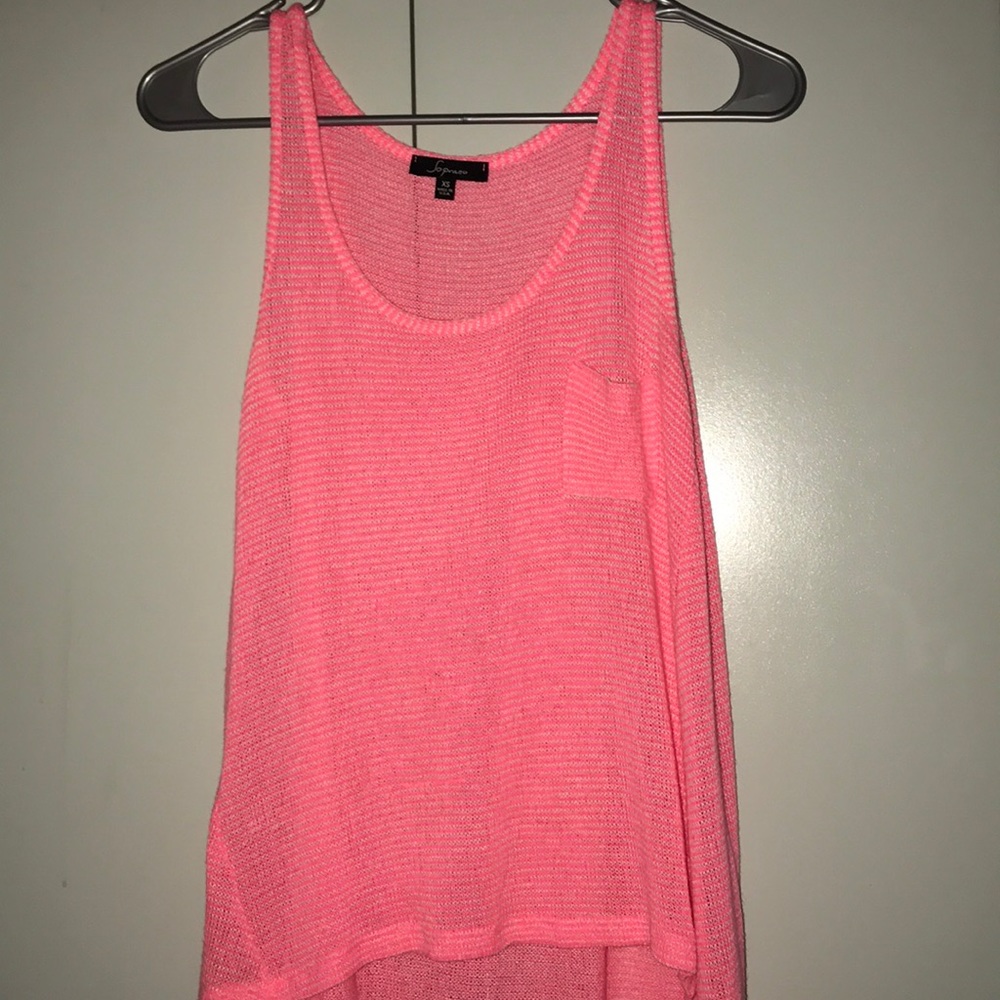 SOPRANO Pink and white knit striped tank top