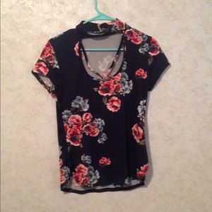 Cute low cut floral blouse