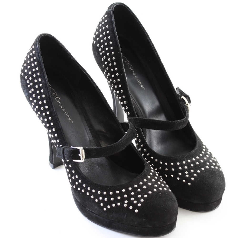 BCBG Studded Suede Platform Heels