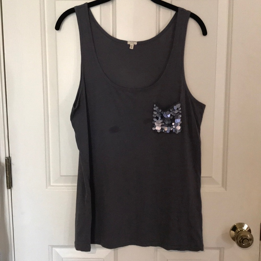Grey tank with sequin pocket