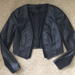H&M Collarless Faux Leather Jacket