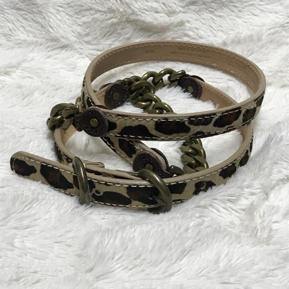 JCrew leopard and chain link belt