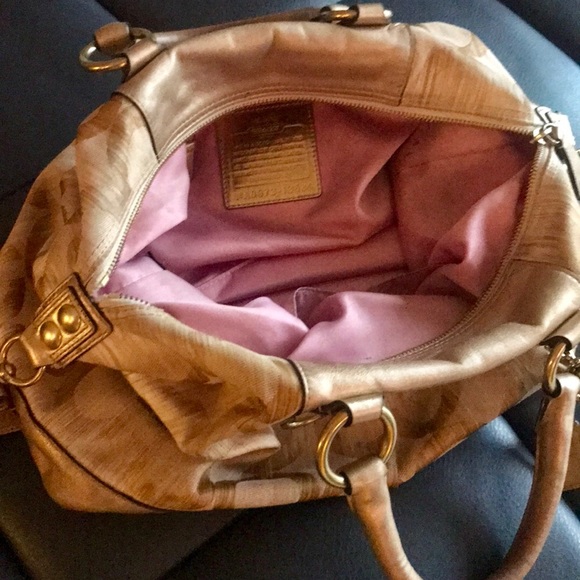 Medium Gold/Metallic Coach Purse - Picture 4 of 5