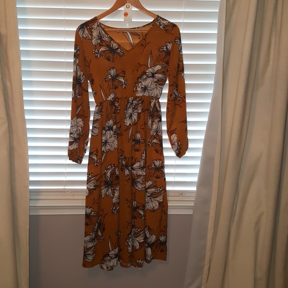 Midi dress floral fall colors