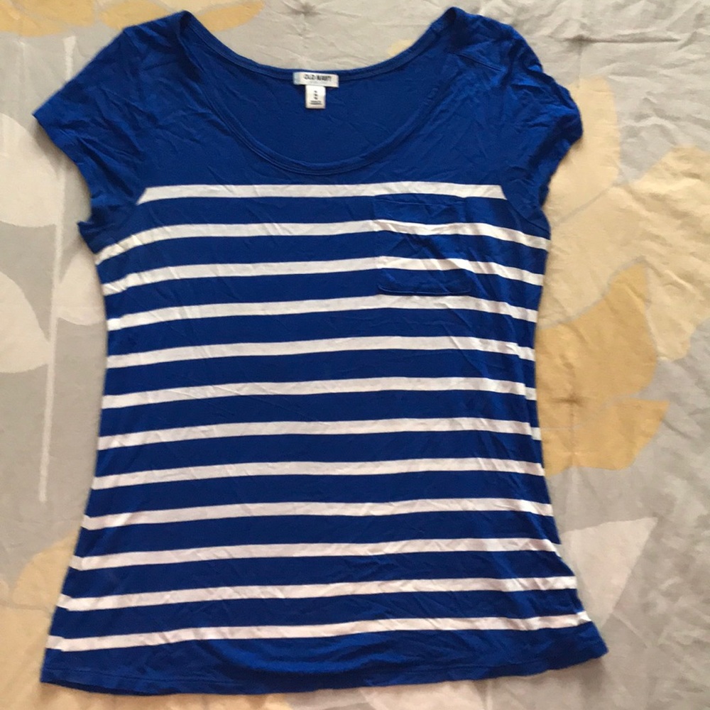 Blue and white striped S/S tee