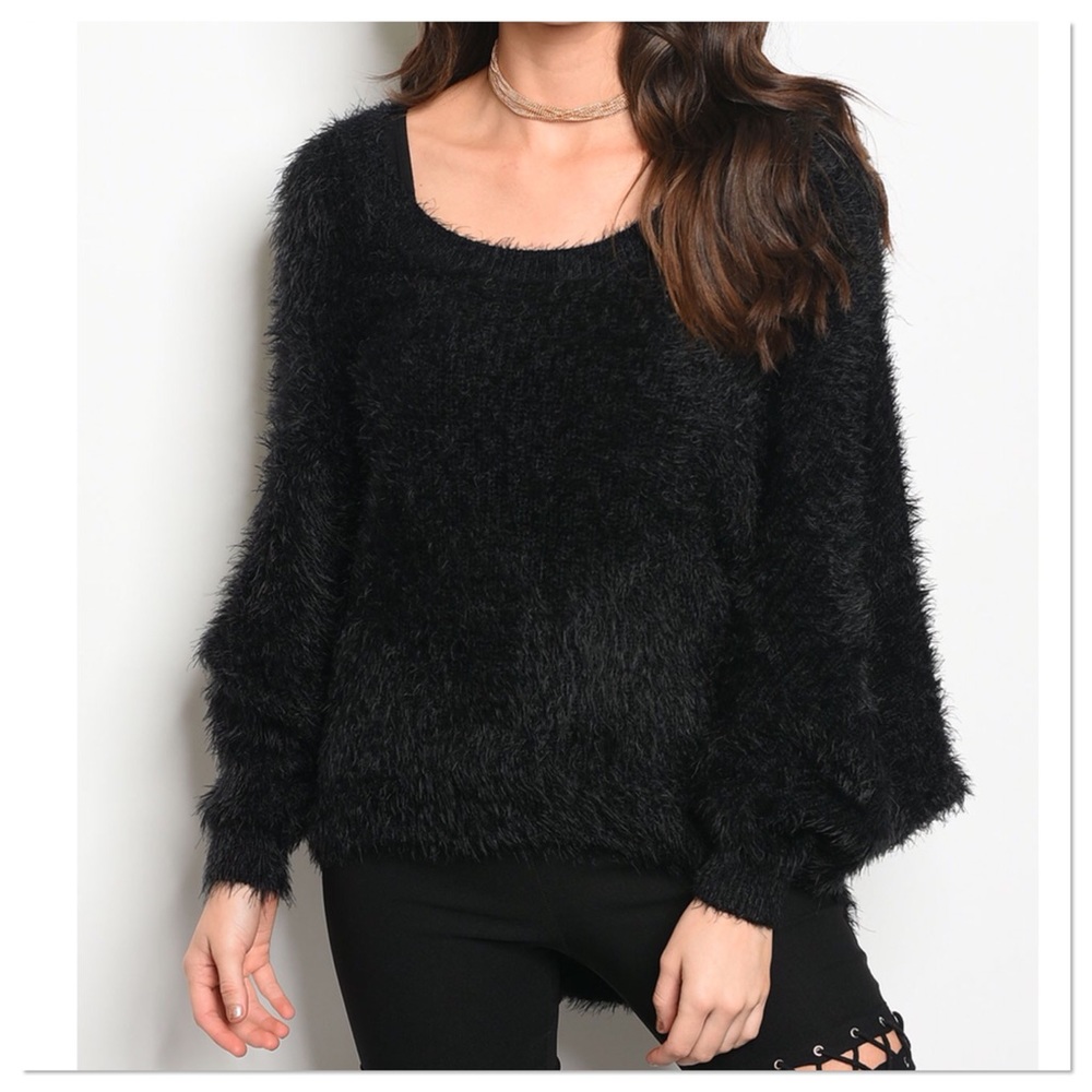 ๐จ SALE! Black Fuzzy Sweater - Picture 2 of 3