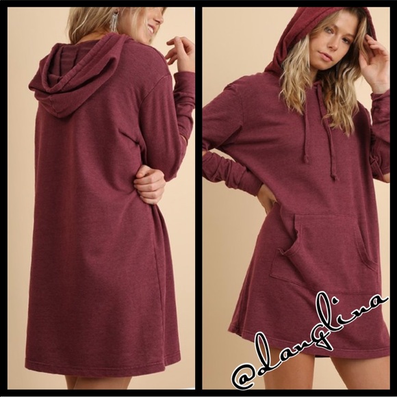 LAST ONE SIZE LARGE cozy long sleeve hooded dress - Picture 2 of 5