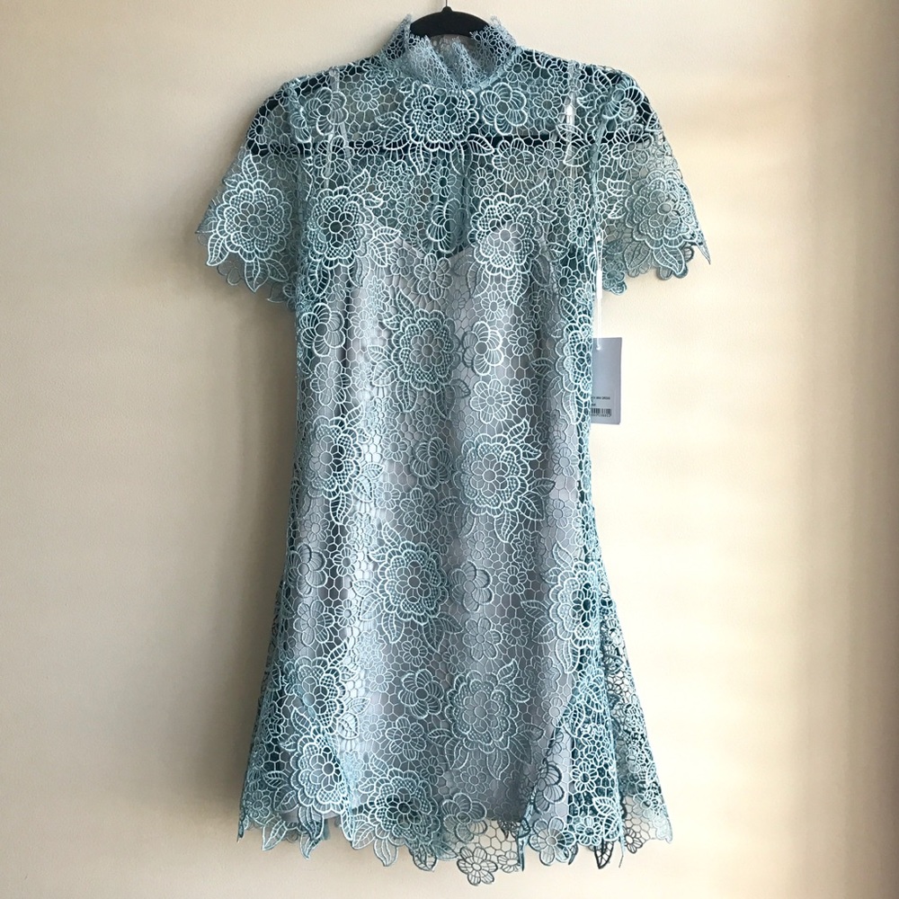 Authentic Self Portrait Lace Peep Back Mini Dress