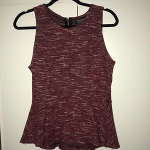 Top Shop Pleated Maroon Knit Tank Top