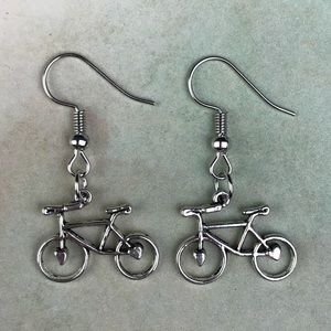 Free With Bundle! Women's Silver Plated Bicycle Dangle Drop Earrings
