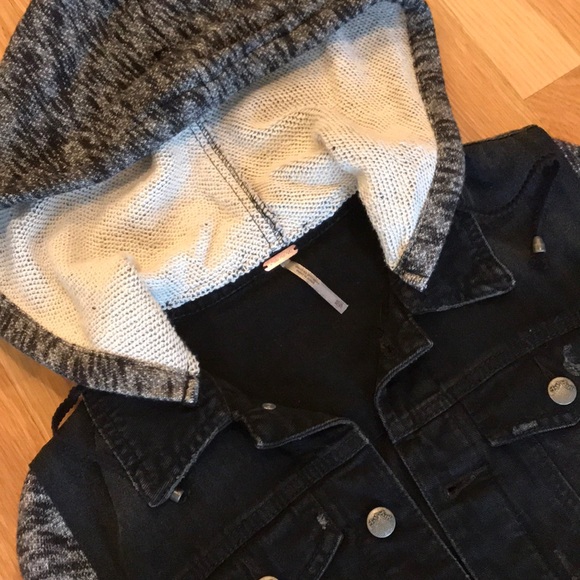 ❌Sold❌Free People Denim & Knit Jacket Black Pumice - Picture 4 of 8