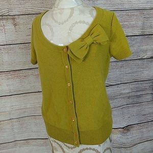 J Crew short sleeve bow cardigan large