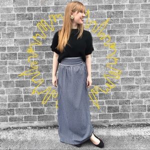 Vintage 1970's Black & White Plaid Maxi Skirt
